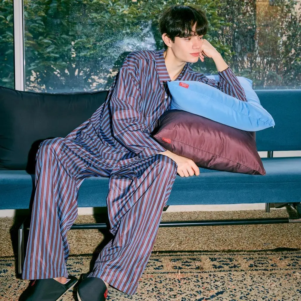 Furless pajamas[Long] - BlueBrown Stripe 상세페이지 8